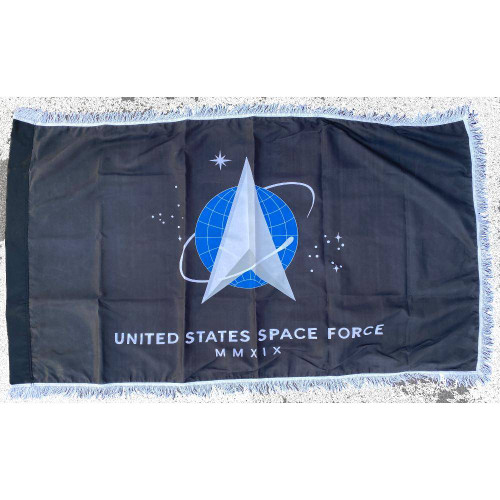 US Space Force Flag with Fringe Black Printed USA Made
