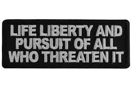 Life Liberty and Pursuit of All Who Threaten it Patriotic Iron on Patch
