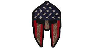 Spartan Helmet US Flag Patriotic Iron on Patch