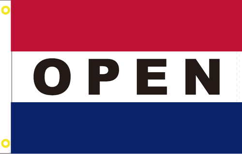 Open Double Sided Flag Red White and Blue 2x3 ft
