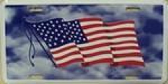 American USA Flag Cloud Background License Plate Tag Tag