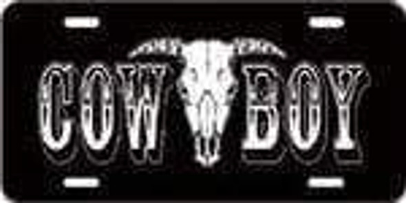 Cowboy with Longhorn Skull License Plate