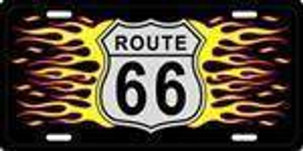 Route 66 Flames License Plate