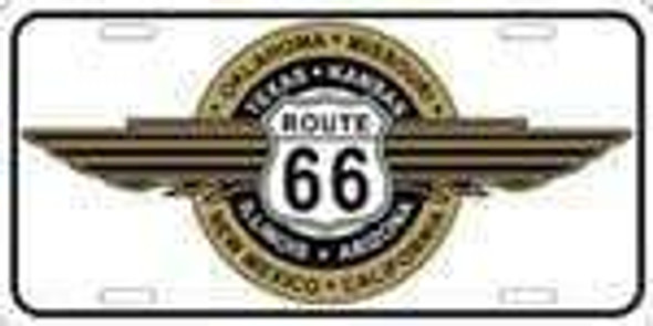 Route 66 - Shield Emblem w/all 8 Rt 66 States License Plate