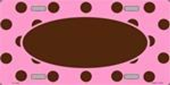 Brown on Pink Polka Dot License Plate