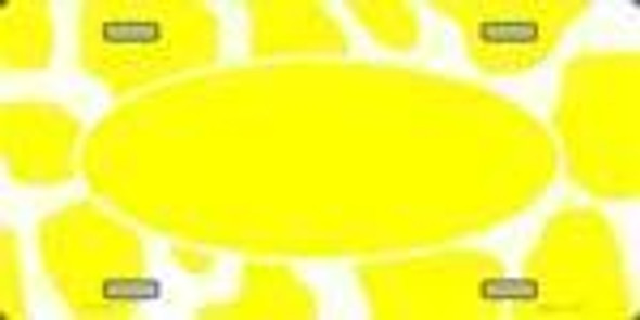 Yellow on White Splotchy Polka Dot License Plate