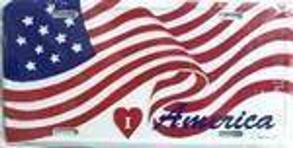 I Love America Flag License Plate
