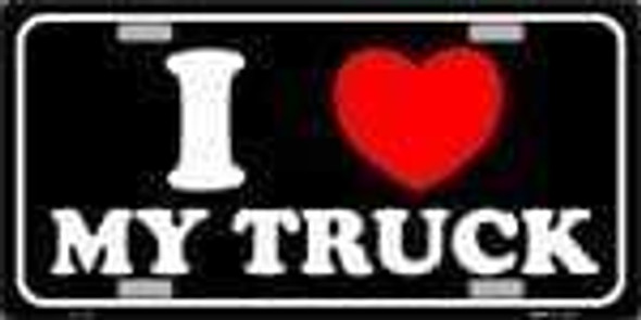 I love MY Truck Black License Plate