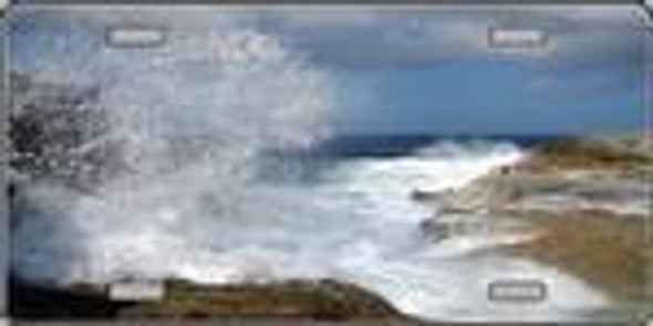 Waves Crashing with Splash - Full Color Photography License Plate