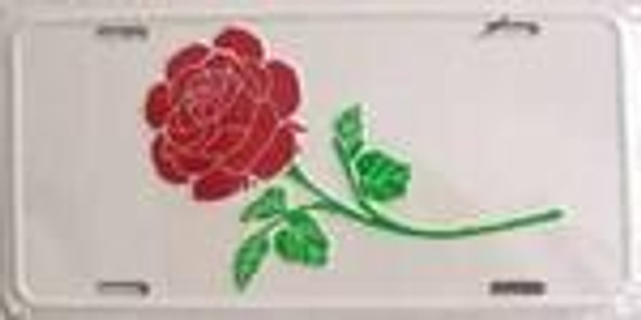 Rose Design (White) License Plate