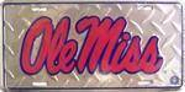 Ole Miss Toolbox Silver Diamond Cut College License Plate