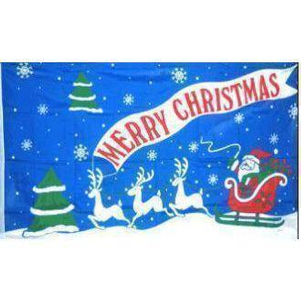 Merry Christmas Santa Claus With Sleigh Flag 3x5 ft. Standard