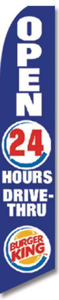 Blue Burger King Open 24 Hours Advertising Flag (Flag Only)