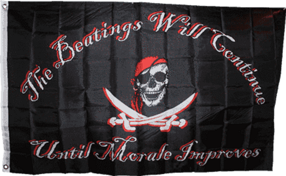 Pirate Red Hat Beatings Will Continue Flag 3x5 ft Economical