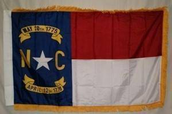 North Carolina Nylon Printed Flag 3 x 5 ft. with Fringes