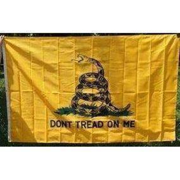 Gadsden Don't Tread On Me Yellow 2 ply  Nylon Embroidered Flag 2x3 ft.