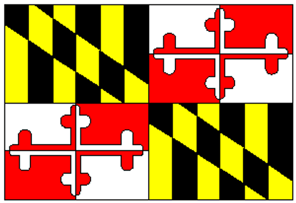 State of Maryland Flag 12 x 18 inch on Stick