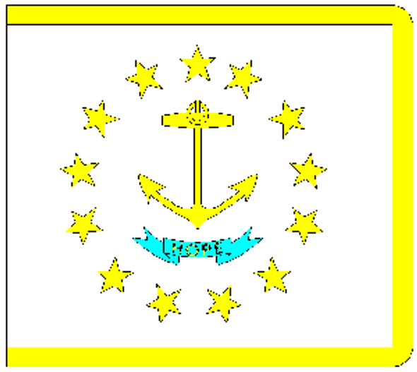 State of Rhode Island Flag 4 X 6 inch on stick