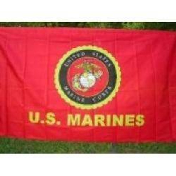 USMC Marines Emblem & Words Flag 3x5 ft