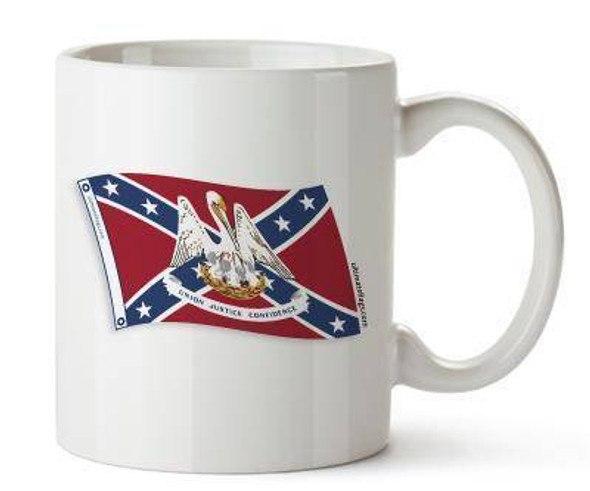 Louisiana On Rebel Flag Mugs