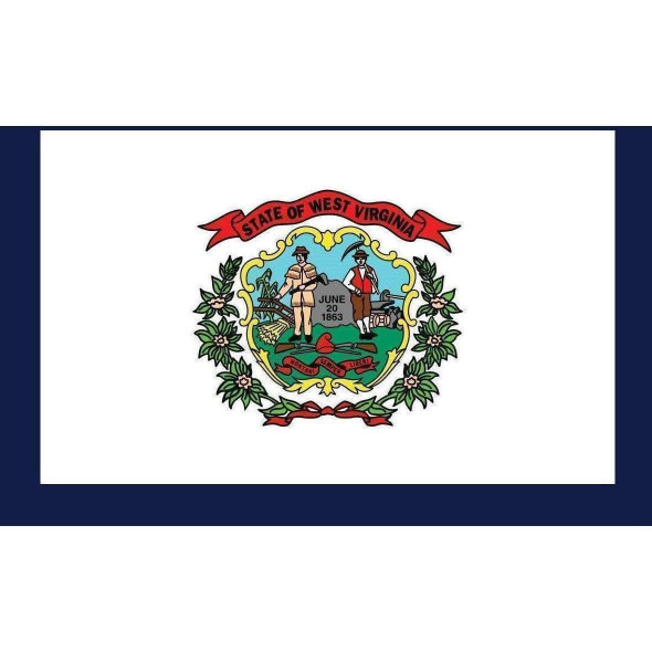 West Virginia Flag 3 x 5 ft. Nylon Dyed Flag (USA Made) with Additional Reinforced Stitching