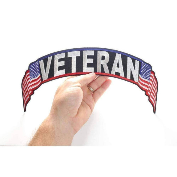 Veterans US Flag Rocker Patch 2.5 x 12 inches