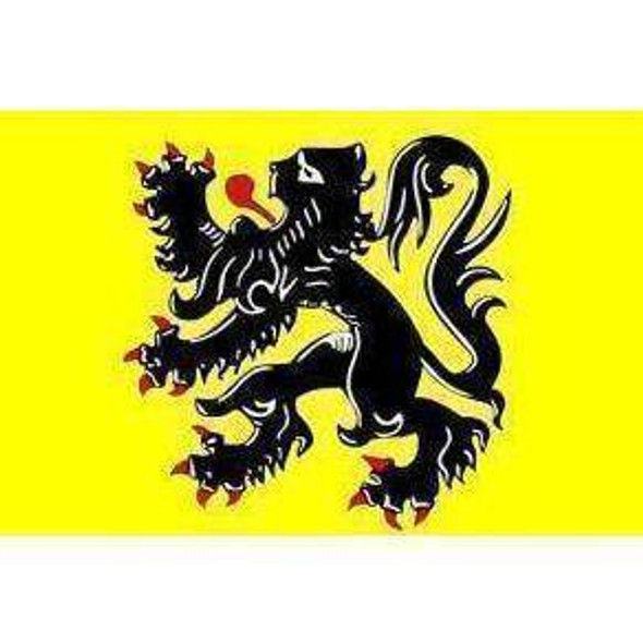 Flanders Flag Belgium 12x18 inch with rope ends