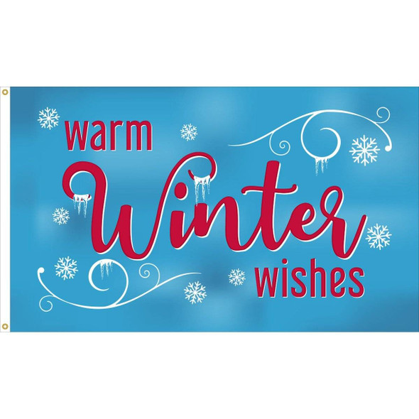 Warm Winter Wishes Flag - Outdoor Commercial - 3x5 Nylon Dyed Made in USA