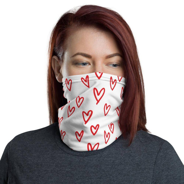 Red Hearts Neck Gaiter Face Mask ?