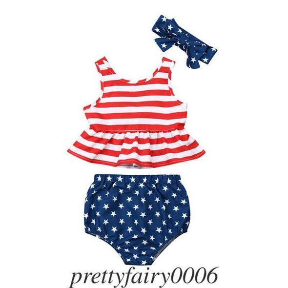 Striped 4th of July Baby Boy Girl USA Flag Shirt