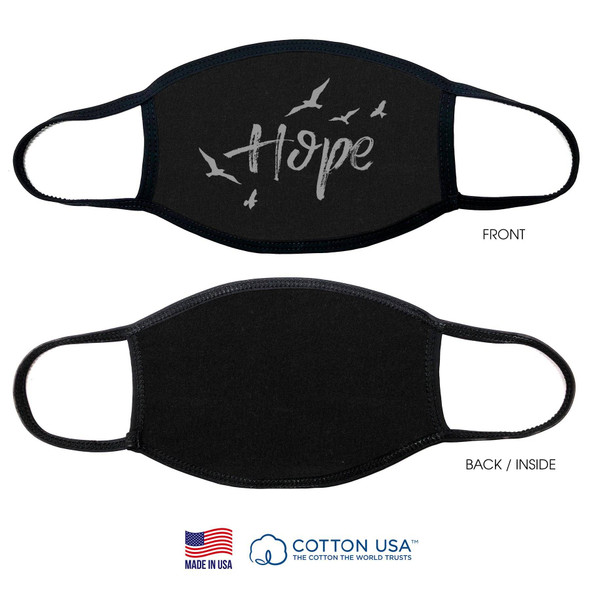 Black Face Mask with Hope and Birds Made in USA