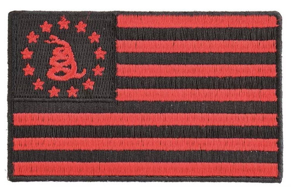 Gadsden Betsy Ross Red and Black - 2x3 inch - Iron on Patch