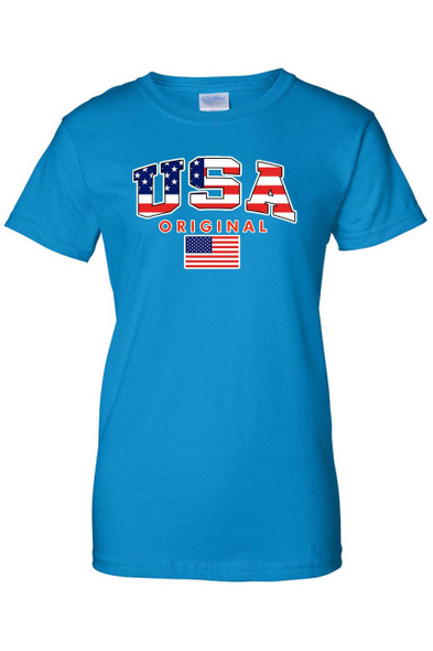 USA Flag T Shirt Women's Juniors Original American Pride