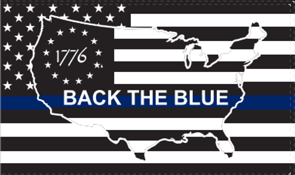 US Police Memorial Betsy Ross 1776 Thin Blue Line Flag - Made in USA