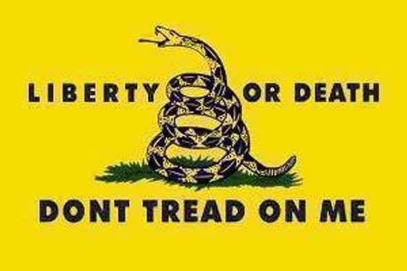 Liberty or Death Gadsden Don't Tread On Me Gold Double Sided 2x3 ft Flag - Rough Tex