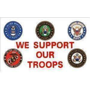 We Support Our Troops 5 Branches Flag 3 X 5 ft. Standard