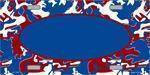 Blue On Red, White, Blue License Plate