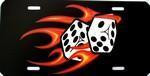 Red Hot Flaming Dice License Plate
