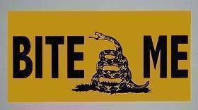 Bite Me Gadsden bumper sticker