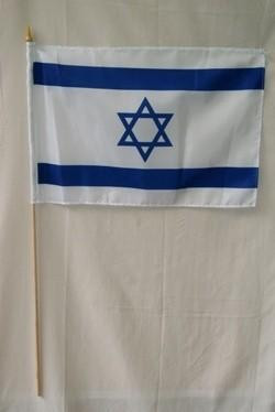 Israel Flag 12 x 18 inch on a stick