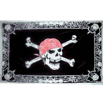 Pirate With Skull Border Flag 3 X 5 ft. Standard