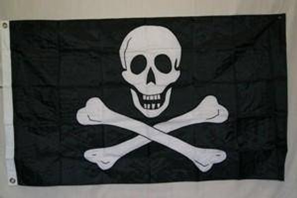 Pirate Jolly Roger Flag No Patch Nylon Embroidered 2x3 ft