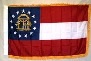 Georgia Nylon Printed Flag 3 x 5 ft. with Fringes