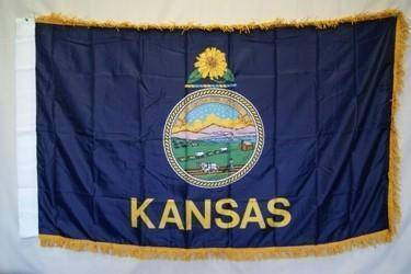 Kansas Nylon Printed Flag 3 x 5 ft. with Fringes