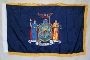 New York Nylon Printed Flag 3 x 5 ft. with Fringes