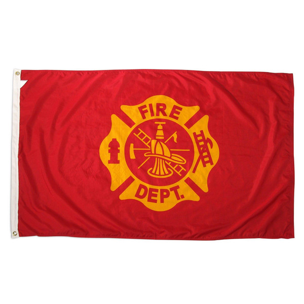 Fire Dept Double Sided Embroidered Flag 3 x 5 ft. 210D