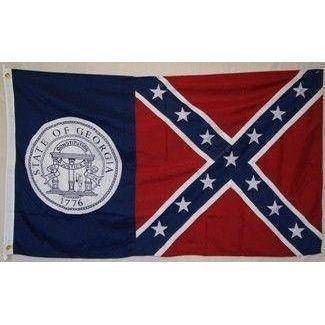 Old Georgia Flag Double Nylon Embroidered 5 x 8 ft Jumbo