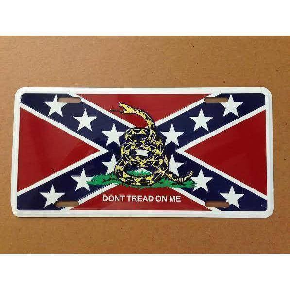 Rebel Don't Tread on Me License Plate Embossed