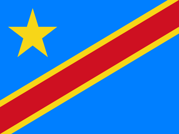 Democratic Republic of Congo 4 x 6 Inch Flag Mounted on Stick