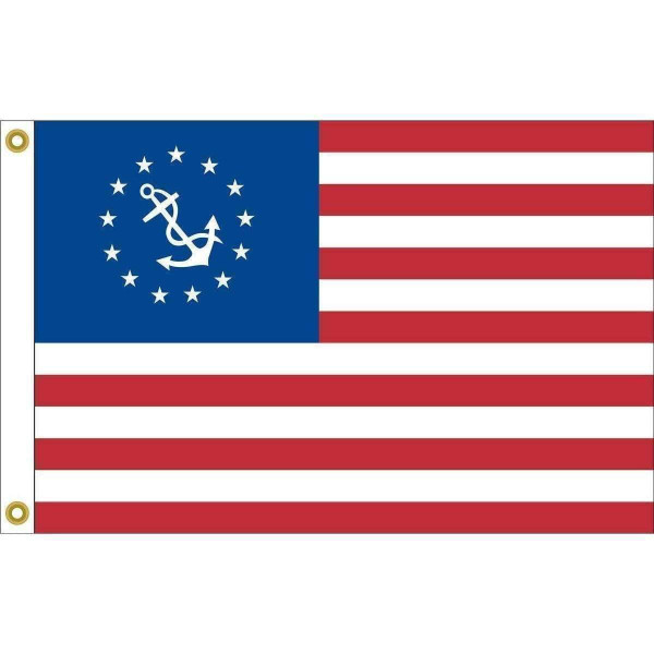 U.S. Yacht Ensign Sewn & Embroidered Nylon Flag 16" x 24" (USA MADE)